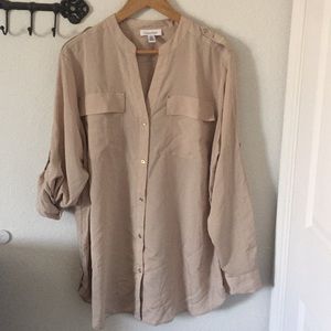 Calvin Klein button up top. Along sleeve or 3/4